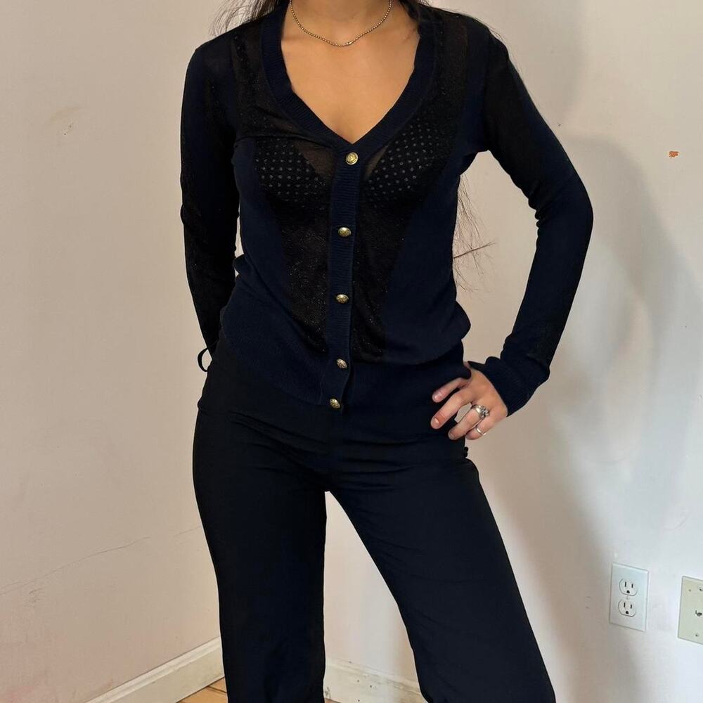 Chic sheer navy blouse